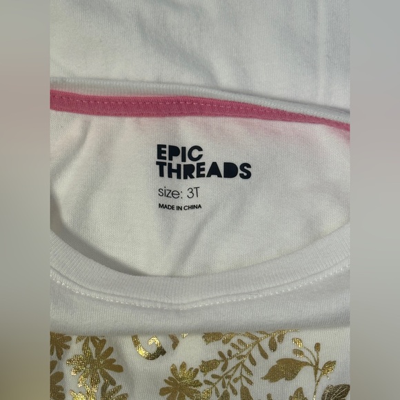 Epic Threads Floral T Shirt Top Grow Kindness Printed Heart Gold Tee Girls Sz 3T - Picture 7 of 8